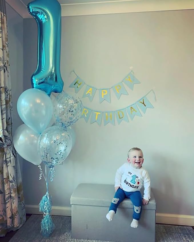 Number Balloons Light Blue 1 Balloon 40 inch - Image 4