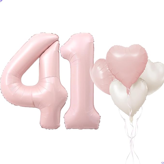 Pink 41 Balloon Number Pastel Pink 41th Birthday Party Decorations by Unknown
