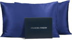 Fishers Finery 25mm 100% Pure Mulberry Silk Pillowcase (Navy King 2 Pack)
