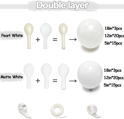 White Balloon Arch Garland Kit, Double Stuffed Beige Cream Balloons Pearl White - Image 3