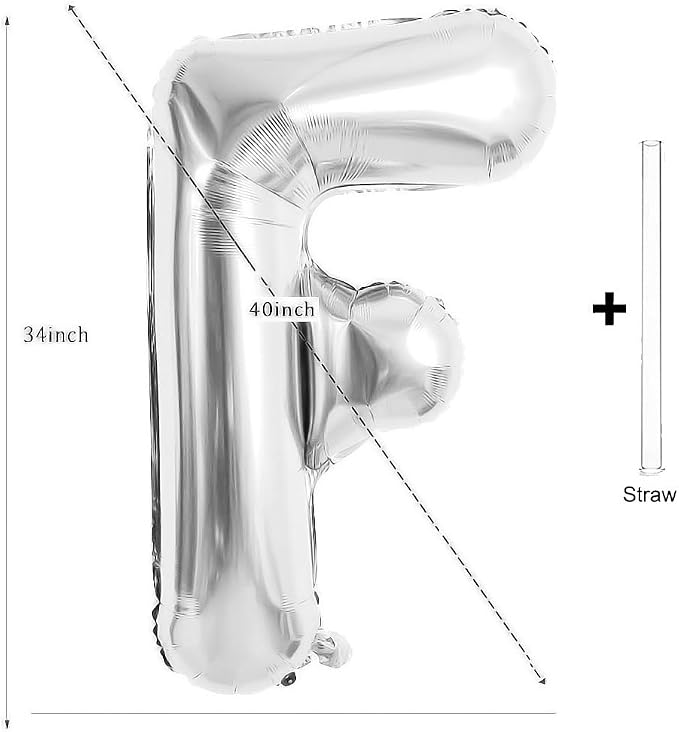 Silver Letter Balloons 40 Inch Large Alphabet Balloon Letter F | Foil Mylar Big - Image 2