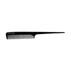 Amelia Beauty Cellulose Acetate 8in Rat Tail Comb, Handmade, Smooth Edges, Eco-Friendly Plant Based Material, Log Tail Sectioning, Course Teeth - Black Color
