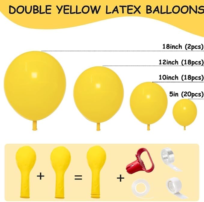 Yellow Balloon Different Sizes Latex Double Stuffed Matte Yellow Balloon - Image 3