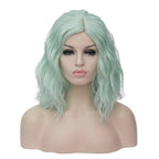 BUFASHION 14" Women Short Mint Green Kinky Straight Cosplay Synthetic Wigs With Air Bangs 46 Colors Available (Mint Green)