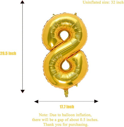 32 Inch Gold Number 8 Balloons Foil Ballon Digital Birthday Party Decoration - Image 3