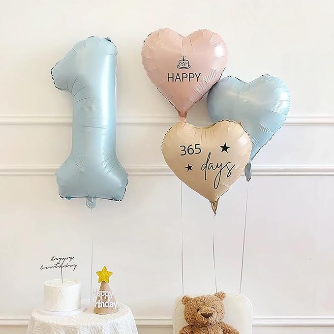 40 Inch Matte Blue 1 Number Balloons Light Blue Number 1 Foil Balloon Mylar - Image 3