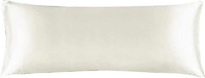 BEDELITE Satin Body Pillow Cover, Super Soft and Cooling Body Pillow Pillowcase for Hair and Skin, Breathable Silky Full Long Pillowcase Cover(20"x54", Ivory)