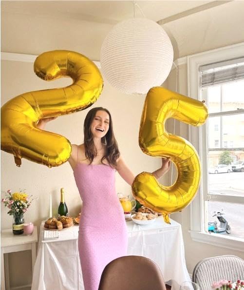 Big 40 Inch Gold 2 Number Balloon Birthday Decoration, Number 2 Helium Balloons - Image 6