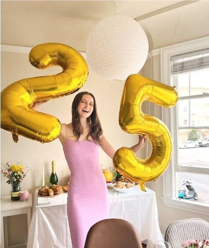 Big 40 Inch Gold 2 Number Balloon Birthday Decoration, Number 2 Helium Balloons - Image 6