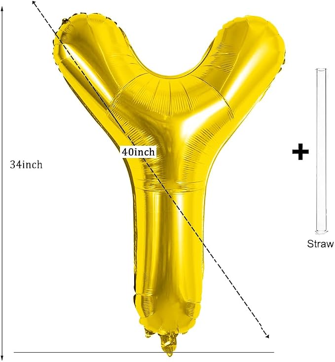 Gold Letter Balloons 40 Inch Large Letter Y Balloon Aluminum | Foil Mylar Big - Image 2
