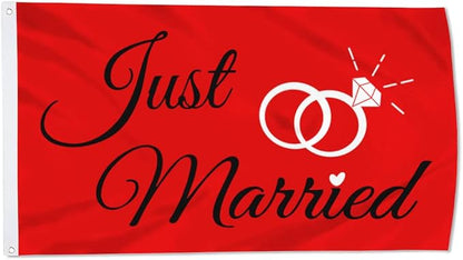 Just Married Flag Banner Outdoor Indoor Decoration Flag 3x5Feet Double Stitched by Cayyon