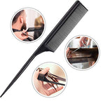 Leinuosen 3 Pack Rat Tail Combs Fine Tooth Parting Tip for Women Carbon Fiber Heat Resistant Anti Static Teasing for Back Combing Root Teasing Adding Volume Evening Styling(Black)