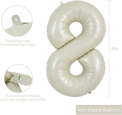 TONIFUL 40 Inch Cream White Large Numbers Balloon 0-9 Birthday Party Decorations - Image 2