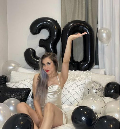 40 Inch Black 3 Large Number Balloon, 3 13 23 30 33 36 38 Black Birthday Party - Image 8