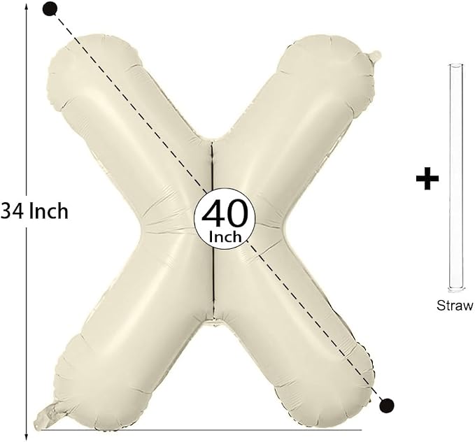 Letter Balloon 40Inch Cream White Big Alphabet Balloons Letter X | Giant Foil - Image 2