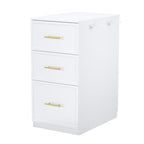 OmySalon Salon Stations for Hair Stylist, Double-Sided Barber Station with 6 Drawers & 2 Dryer Holders, Modern Hair Styling Cabinet for Beauty Salon Barbershop, White