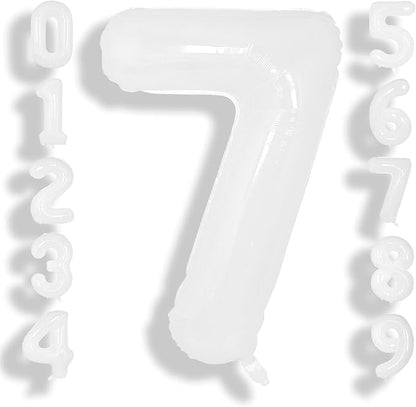 SUWEN 40 Inch White Large 7 Balloon Number Big Foil Helium Numbers 0-9 | Giant by SUWEN