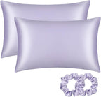 ALASKA BEAR Silk Pillowcase for Hair and Skin, Set of 2 Pure Genuine 22 Momme Mulberry Silk Pillow Cases King Size for Bliss Sleep Better Than Poly Satin, Zipper Closure(2pc, Lavender)
