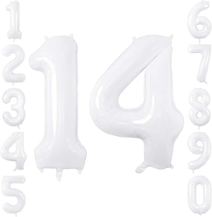 White Number 14 Balloon 40 Inch, Large Matte White 1 and 4 Foil Balloons Set by Unknown