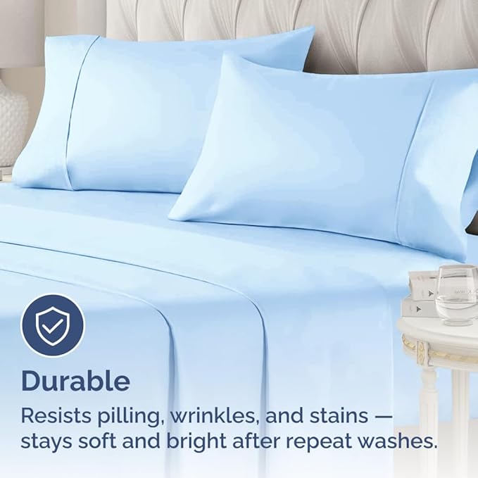King Pillow Cases - 2 Pack - Super Soft Pillowcase Covers - Envelope Enclosure - Hotel Quality Pillow Protectors - Wrinkle Free, Shrink & Stain Resistant - Machine Washable - 20" x 40" (Light Blue)