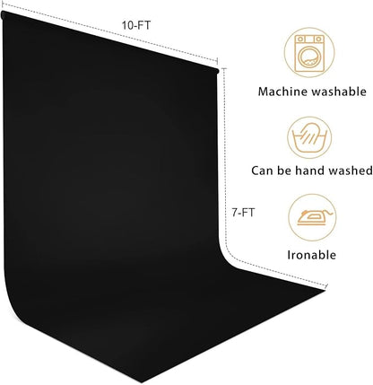 10x7 FT Black Backdrop for Photography, Polyester Fabric Background | Pure - Image 4
