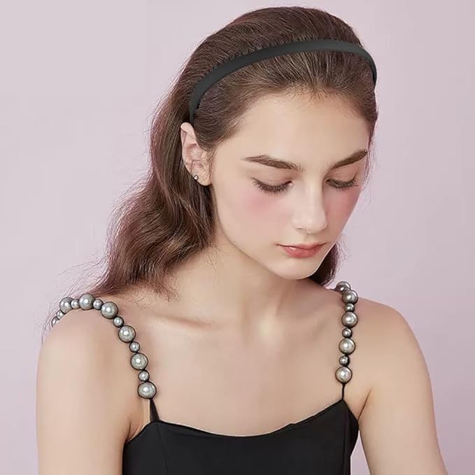 LAPOHI 10 PCS Non Slip Fashion Effortless Plastic Headbands with Teeth Comb Skinny Hair Bands for Women Men Teen Girls, Short Teeth Matte Black