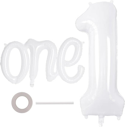 2 Pcs One Balloon Set, 40 Inch Number 1 Balloon and 41 Inch Script Letter One by AIQINHU