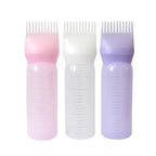 YANTAISIYU Root Comb Applicator Bottle 6 Ounce Hair Oiling Applicator 3 Pieces Hair Dye Bottle Hair Root Comb with Graduated Scale (Pink White Purple)