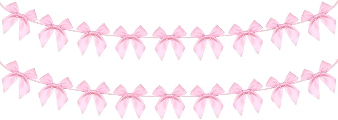 2pcs Pink Bow Garland Banner by Haptda