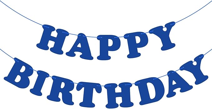 Navy Blue Happy Birthday Banner Sign Blue Birthday Party Supplies by Adecortalk
