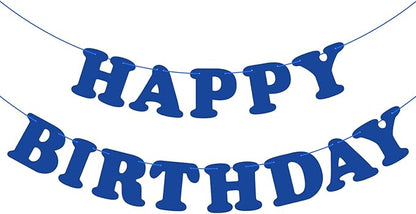 Navy Blue Happy Birthday Banner Sign Blue Birthday Party Supplies by Adecortalk