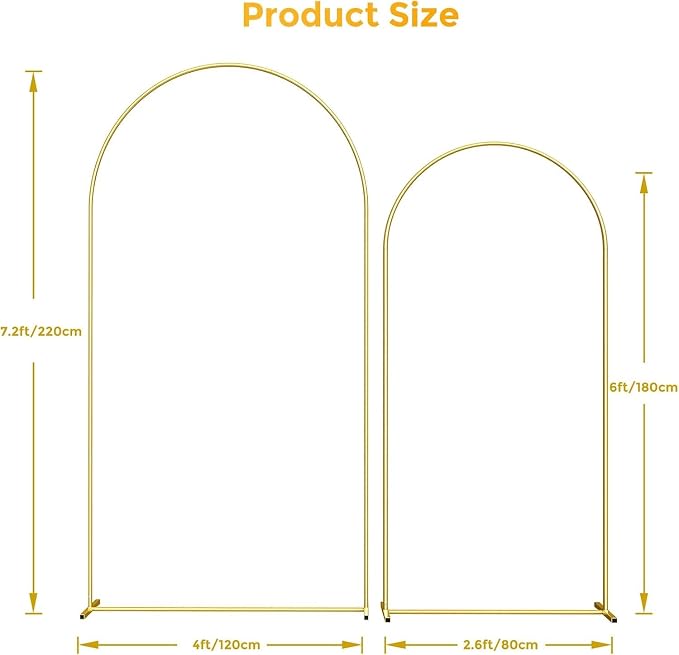 Metal Arch Backdrop Stand, 7.2FT+6FT Wedding Arch Frame, Balloon Arch Backdrop - Image 5