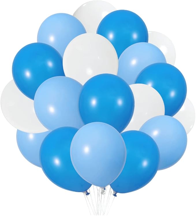 300 Pack Blue and White Balloons 100 of each of the 3 colors 12 inch White Blue by ZWZLIULIAN
