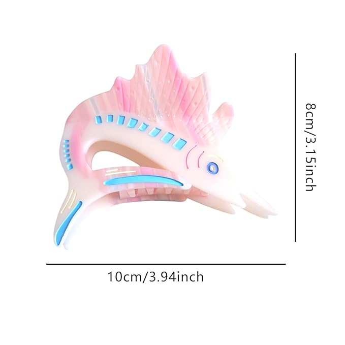 Novelty Sailfish Hair Clips,Cute Acetate Hair Clip,Big Claw Clips for Women,Pink