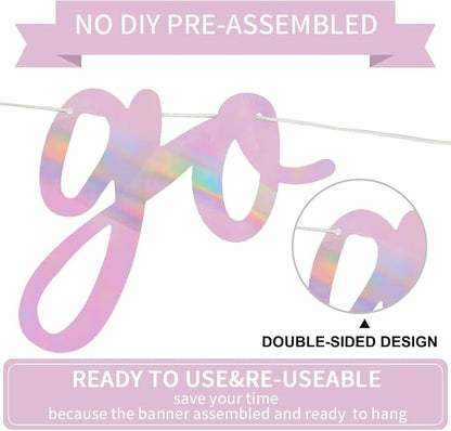 BEISHIDA Rainbow Pink Pre-Strung Go Shawty It's Your Birthday Banner Decor | - Image 3