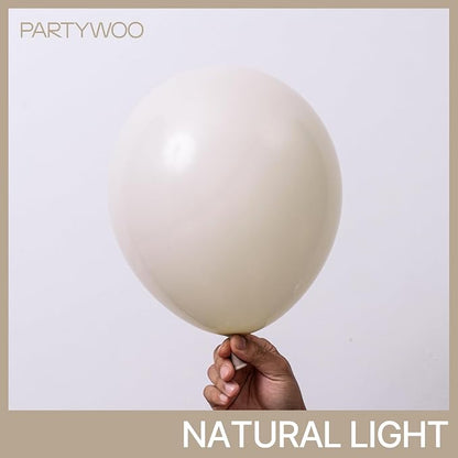 PartyWoo White Balloons 101pcs Sand White Beige Cream Ivory Boho Neutral | 12 - Image 3