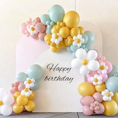 Daisy Balloon Garland Arch Kit, Retro Yellow Pink Green Hippie Boho Balloons - Image 4