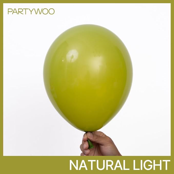PartyWoo Sage Green Balloons 50pcs Olive Eucalyptus Dusty Green Boho Color | 12 - Image 2