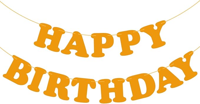 Orange Happy Birthday Banner Birthday Party Decorations Sign Birthday Backdrop by Adecortalk