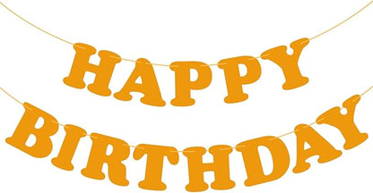 Orange Happy Birthday Banner Birthday Party Decorations Sign Birthday Backdrop by Adecortalk