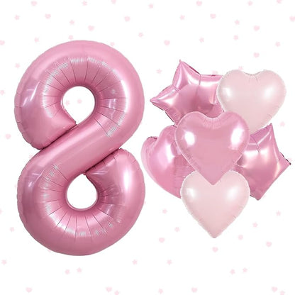 TONIFUL 8th Birthday Balloons Kit 40 Inch Pink Large Number 8 Foil Balloon | by TONIFUL