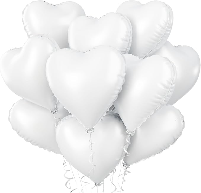 Biapian White Heart Balloons Helium, Brithday Party, Anniversary by BIAPIAN
