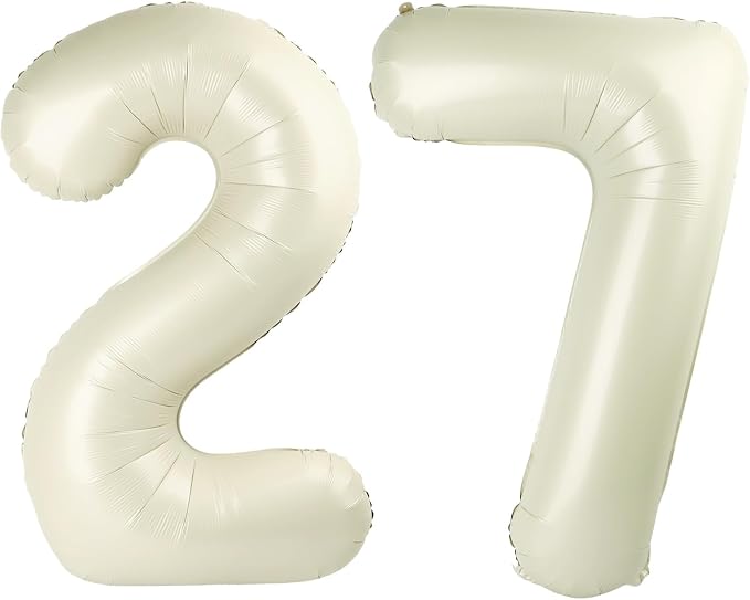 Number 27 Balloons 40 Inch for 27 72 Birthday Party Decoration, Cream White | by Mluchee