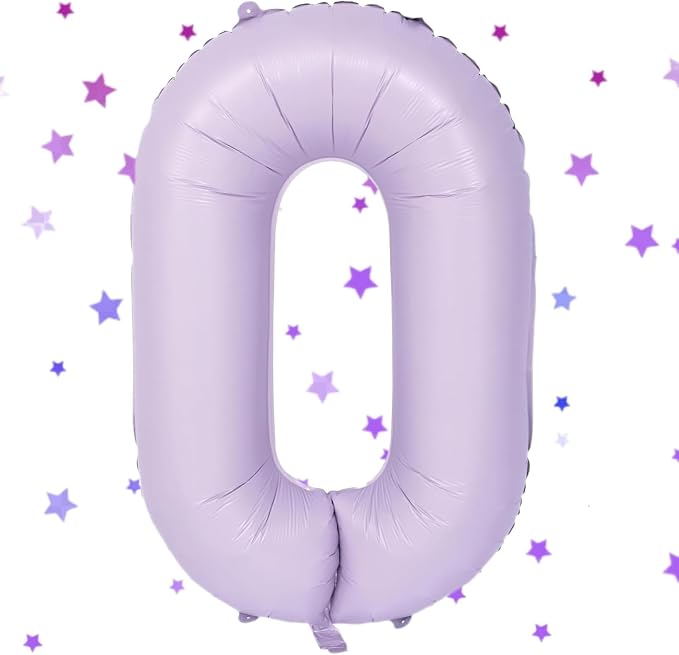 40 Inch Purple Number Balloons Light Purple 0 Balloon Matte Purple Birthday by Yeodong