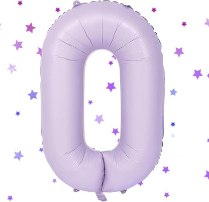 40 Inch Purple Number Balloons Light Purple 0 Balloon Matte Purple Birthday by Yeodong