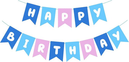 ZHENGYE Blue Pink Happy Birthday Banner by ZHENGYE