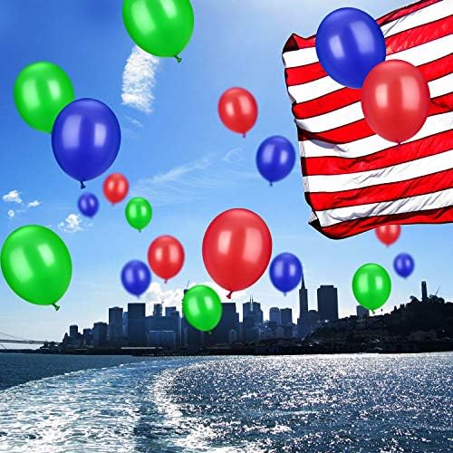 TecUnite 100 Pcs Red Blue Green Latex Balloons 13 Inch Colorful Round Balloons - Image 2