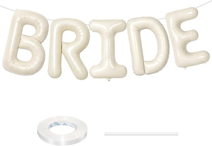 40 Inch Beige BRIDE Balloons, Huge Cream White Sand Bride Letter Aluminum Foil by BSRESIN
