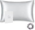 ALASKA BEAR 100% Pure Mulberry Silk Pillowcase for Curly Hair Women Mother Her Grandma Pillow Slip Machine Washable Standard (1pc, Silver)