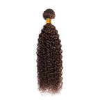 Chocolate Brown Human Hair Bundles Color 4 Kinky Curly Bundles Double Weft Niegmeag Grade 8A Brazilian Virgin Remy Hair Single Bundle 14 Inch